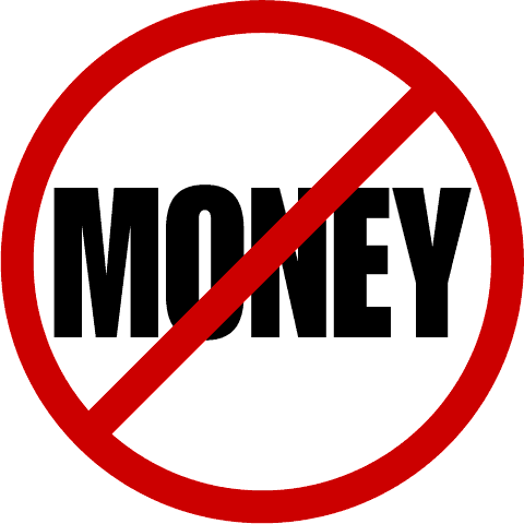 No spend - the word money in red circle with line across it